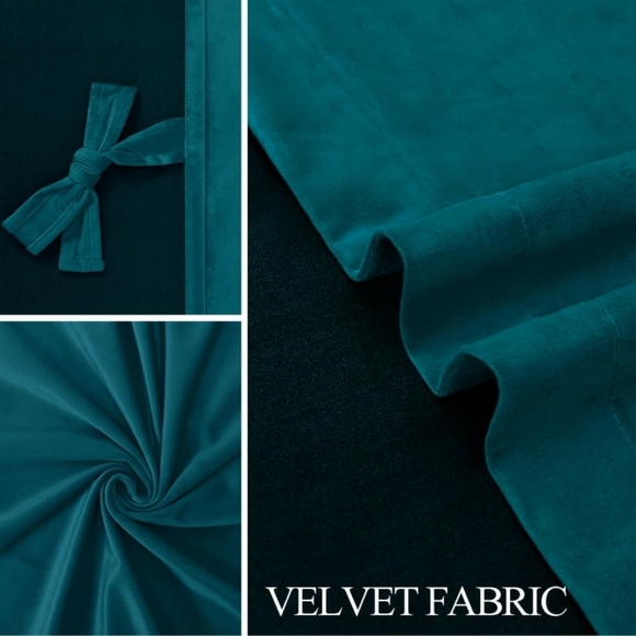 JIUZHEN Velvet Curtains 96 Inch Long 2 Panel - Picture 4 of 6